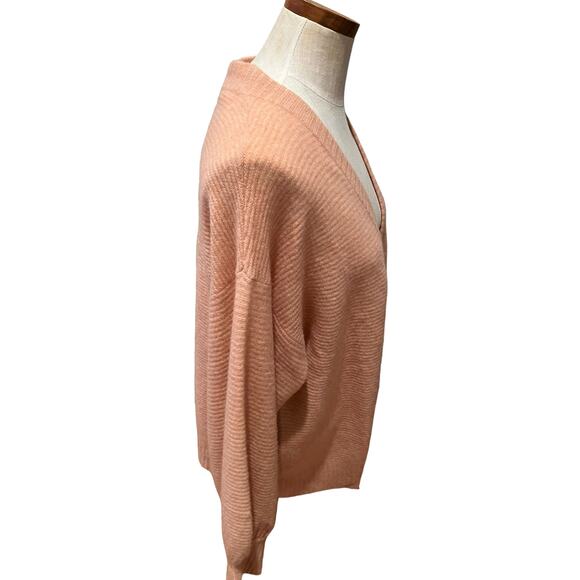 Naadam Ribbed Cocoon Cashmere Cardigan Sweater Desert Pink L - Picture 6 of 13